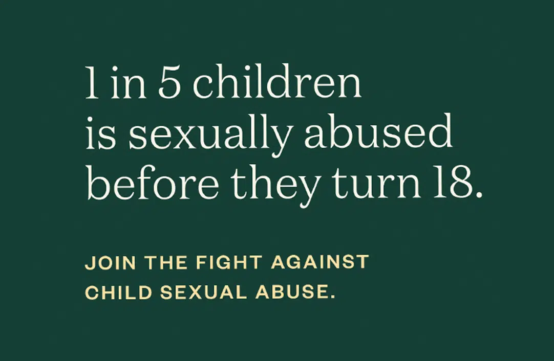 graphic with stat 1 in 5 children is sexually abused before 18