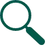 green magnifying glass icon to represent the term "search"