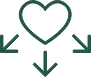 heart icon with arrows pointing away symbolizing donating
